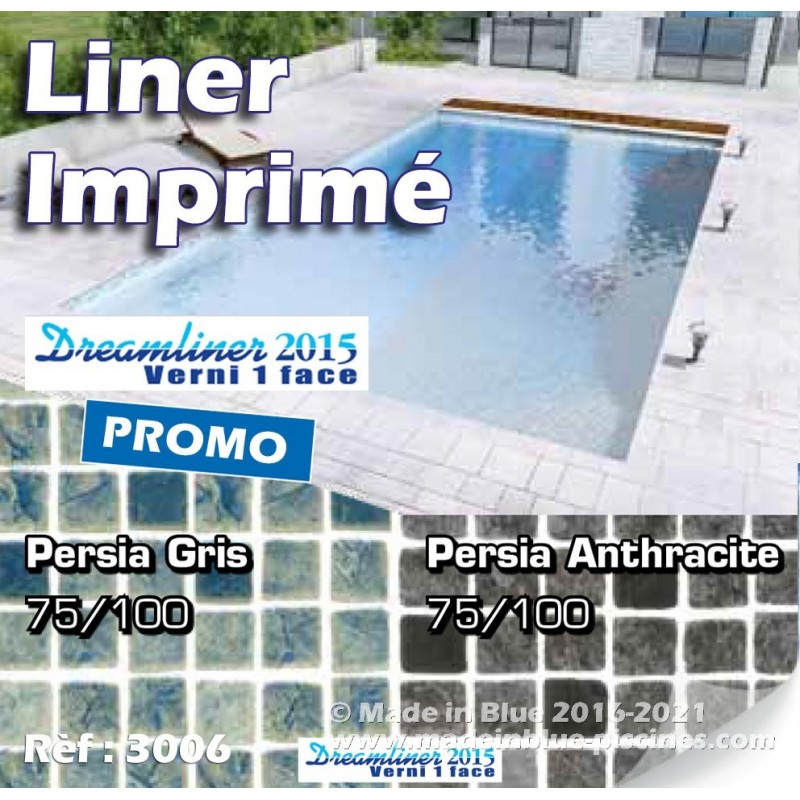Liner piscine imprimé Persia Noir 75/100 - Fabrication française